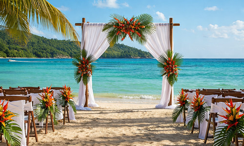 Montego Bay Jamaica destination wedding ceremony on the beach