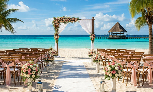 Riviera Maya Mexico destination wedding beach ceremony