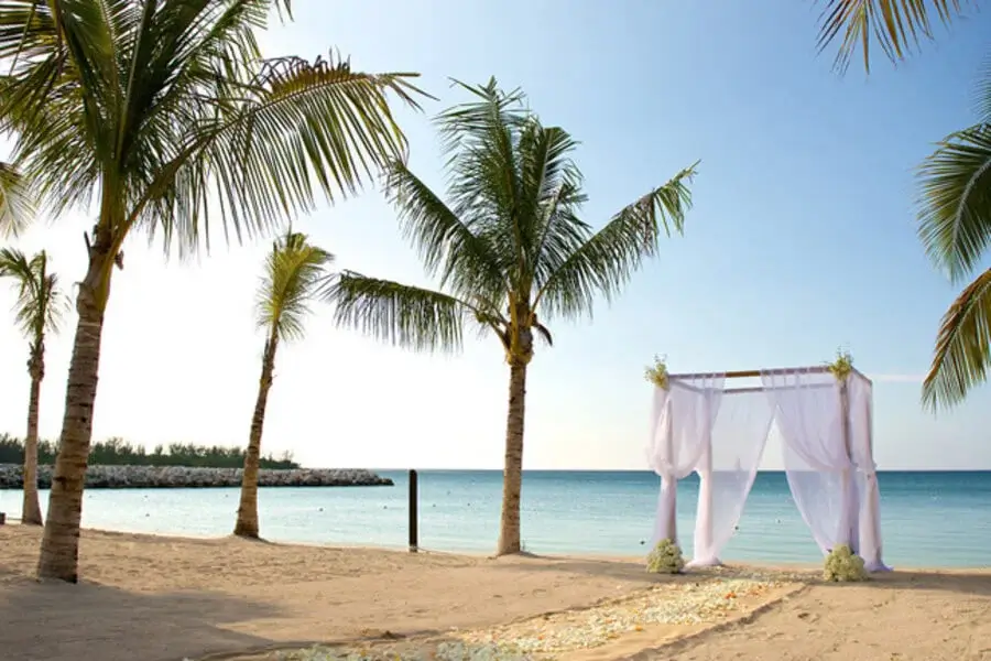 Riu Palace Jamaica adults-only beachfront destination wedding gazebo in Montego Bay