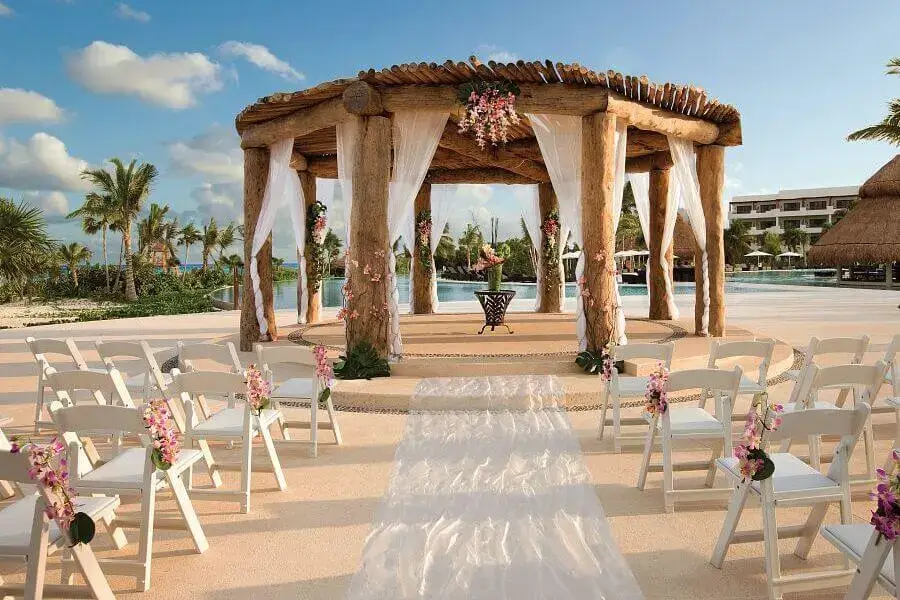 Secrets Maroma Beach adults-only destination wedding ceremony on private beach Mexico